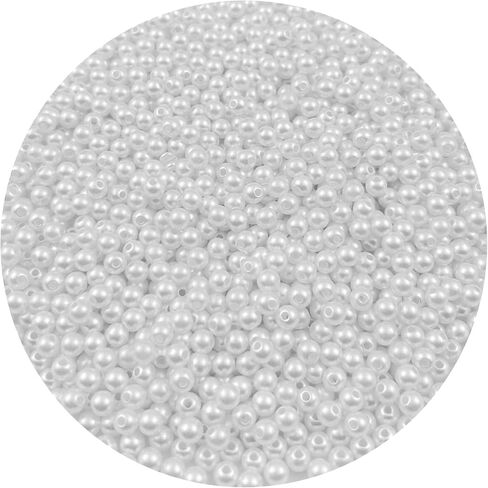 3000Pcs 4MM Pearl Beads with Hole ABS Fake Pearls for Jewelry Making, Bracelets, Necklaces, Hairs, Crafts, Decoration and Vase Filler(30-White) in Saudi Arabia