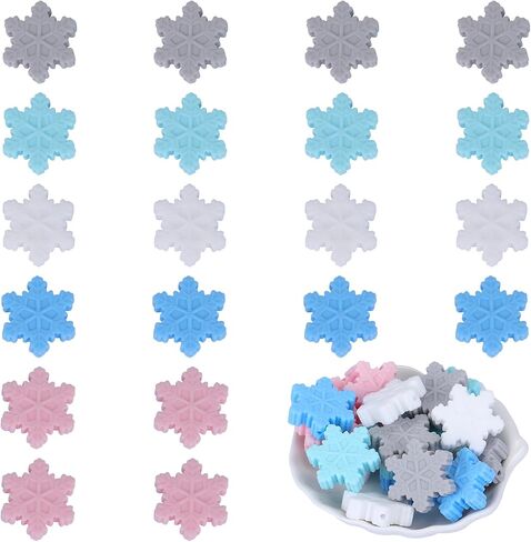20 Piece Snowflake Silicone Beads Silicone Shaped Beads Silicone Focal Beads for Pens Bulk Beads Used for DIY to Make Various Handicrafts, Beaded Pen, Beaded Phone Straps Etc(Snowflake) in Saudi Arabia