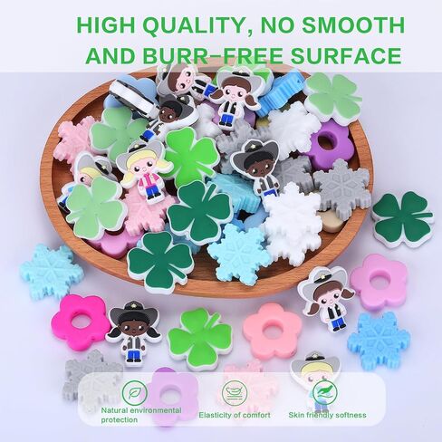 20 Piece Snowflake Silicone Beads Silicone Shaped Beads Silicone Focal Beads for Pens Bulk Beads Used for DIY to Make Various Handicrafts, Beaded Pen, Beaded Phone Straps Etc(Snowflake) in Saudi Arabia