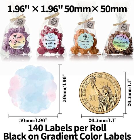 ملصق M110 Color Flower M220، ملصقات دائرية مقاس 1.96 بوصة Memoking M200، متوافقة مع طابعة Phomemo M110 M220 M200 M120 M221 ملصقات دائرية، لتصميم شعار DIY - متدرج، 140 قطعة in Kuwait