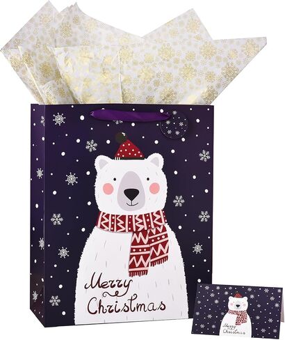 15" Christmas Gift Bags Large Christmas Tote Bags with Handles,Christmas Gift Bag with Tissue Paper,Paper Gift Bags, Xmas Party Supplies, Medium Gift Bags,Christmas Goody Bags 15.5'x12.5'x5.75' in Saudi Arabia