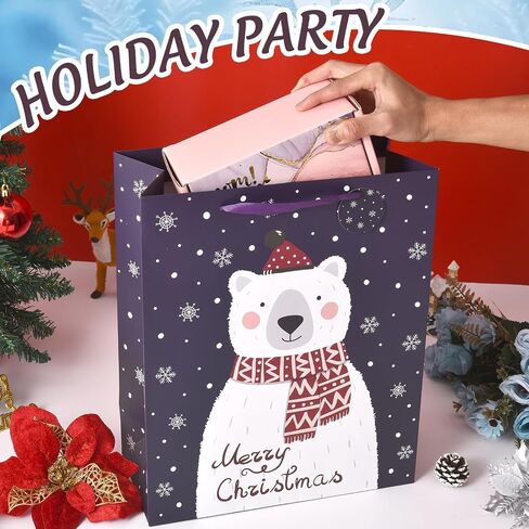 15" Christmas Gift Bags Large Christmas Tote Bags with Handles,Christmas Gift Bag with Tissue Paper,Paper Gift Bags, Xmas Party Supplies, Medium Gift Bags,Christmas Goody Bags 15.5'x12.5'x5.75' in Saudi Arabia