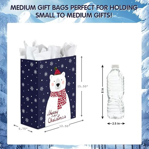 15" Christmas Gift Bags Large Christmas Tote Bags with Handles,Christmas Gift Bag with Tissue Paper,Paper Gift Bags, Xmas Party Supplies, Medium Gift Bags,Christmas Goody Bags 15.5'x12.5'x5.75' in Saudi Arabia