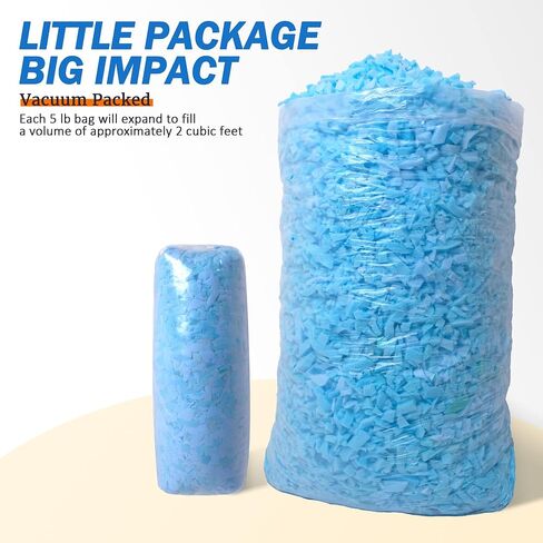 Bean Bag Filler Shredded Memory Foam Filling 10 Pounds, Pillow Stuffing Bean Bag Refill Material for Pouf Ottoman Couch Cushion Dog Bed Stuffed Animals and Art Crafts - Blue in Kuwait