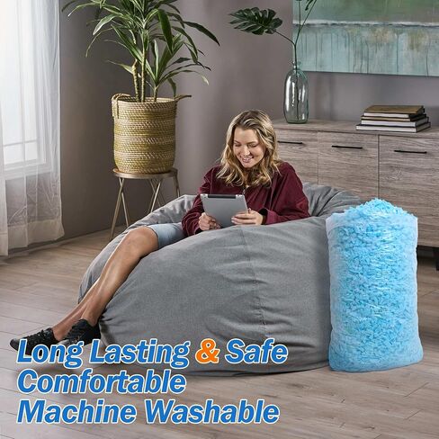 Bean Bag Filler Shredded Memory Foam Filling 10 Pounds, Pillow Stuffing Bean Bag Refill Material for Pouf Ottoman Couch Cushion Dog Bed Stuffed Animals and Art Crafts - Blue in Kuwait