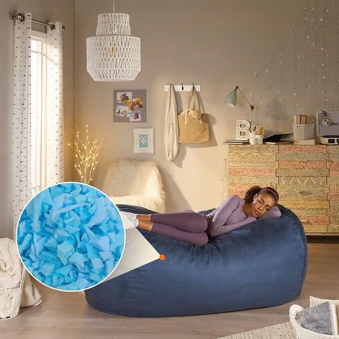 Bean Bag Filler Shredded Memory Foam Filling 10 Pounds, Pillow Stuffing Bean Bag Refill Material for Pouf Ottoman Couch Cushion Dog Bed Stuffed Animals and Art Crafts - Blue in Kuwait