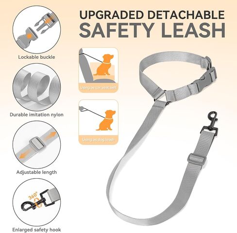 PETSFIT Small Dog Car Seat, Soft Foam Dog Booster Car Seat with Patented Safety Buckles, Storage Pockets and Detachable Clip-On Safety Leash, Dog Car Seat for Medium Dogs 30 LBS (Grey) in Saudi Arabia