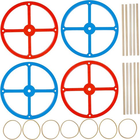 Large Plastic Project Wheels and Axles, for Mousetrap Car and Rubber Band Car Projects, 20 Wheels, 20 Rubber Bands, 10 Dowels in Kuwait