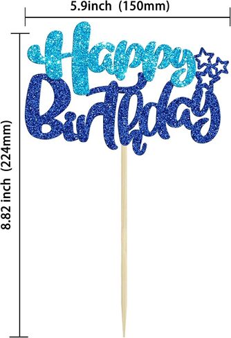 Ephlyn 24Pcs Happy Birthday Cupcake Toppers Double Layer Glitter Happy Birthday Cake Decorations for Celebrating Baby Shower Theme Kids Boys Girls Birthday Anniversary Party Supplies Rose Red Pink in Saudi Arabia