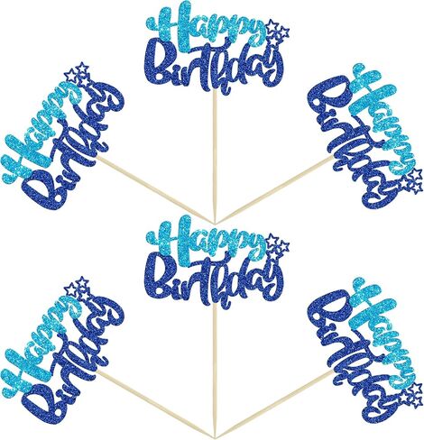 Ephlyn 24Pcs Happy Birthday Cupcake Toppers Double Layer Glitter Happy Birthday Cake Decorations for Celebrating Baby Shower Theme Kids Boys Girls Birthday Anniversary Party Supplies Rose Red Pink in Saudi Arabia
