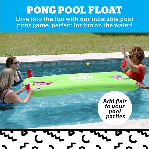 BigMouth Inc Beer Pong Pizza Raft, Fun Floating Pool Party Game for Adults, Built in Drink Holders in Kuwait