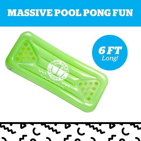 BigMouth Inc Beer Pong Pizza Raft, Fun Floating Pool Party Game for Adults, Built in Drink Holders in Kuwait