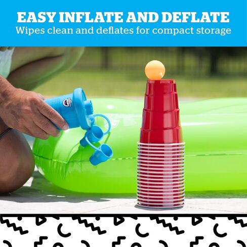 BigMouth Inc Beer Pong Pizza Raft, Fun Floating Pool Party Game for Adults, Built in Drink Holders in Kuwait