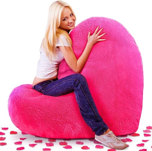 Christmas 41 Inch Heart Shaped Pillow Plush Giant Heart Pillow Huge Heart Throw Pillow Decorative Heart Plush Cushion for Room Sofa Car Chair Women Valentine's Day Gift(Bright Pink) in Saudi Arabia
