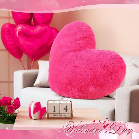 Christmas 41 Inch Heart Shaped Pillow Plush Giant Heart Pillow Huge Heart Throw Pillow Decorative Heart Plush Cushion for Room Sofa Car Chair Women Valentine's Day Gift(Bright Pink) in Saudi Arabia