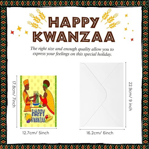 Sabary 12 Pcs Kwanzaa Greeting Card African American Annual Celebration Card with 12 White Envelopes Holiday Candle Kwanzaa Cards for African American, 5 x 7 Inches in Kuwait