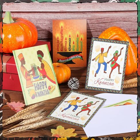 Sabary 12 Pcs Kwanzaa Greeting Card African American Annual Celebration Card with 12 White Envelopes Holiday Candle Kwanzaa Cards for African American, 5 x 7 Inches in Kuwait