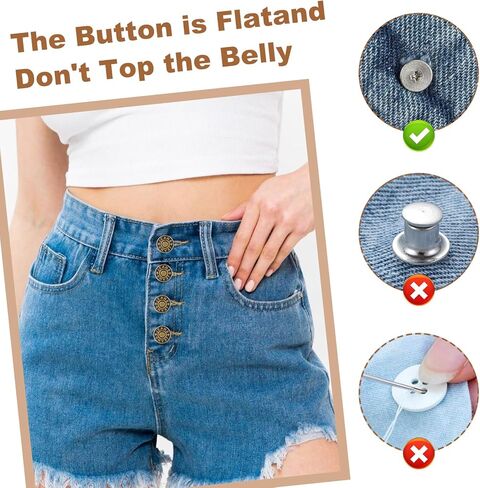 Amabro 17 مم أو 20 مم أزرار جينز قابلة للتعديل بدون خياطة، أزرار معدنية قابلة للإزالة، سراويل قابلة لإعادة الاستخدام، مشدودة للنساء والرجال، مستلزمات ملابس الجينز() in Kuwait