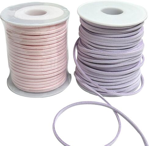 سلك جلدي، سلسلة من الجلد الصناعي 3 مم، أشرطة جلدية مسطحة من جلد الغزال ودانتيل جلدي رفيع للأساور والقلائد وصناعة المجوهرات والحرف الفنية وتغليف الهدايا (50 ياردة) (بني فاتح-قطعة واحدة) in Kuwait