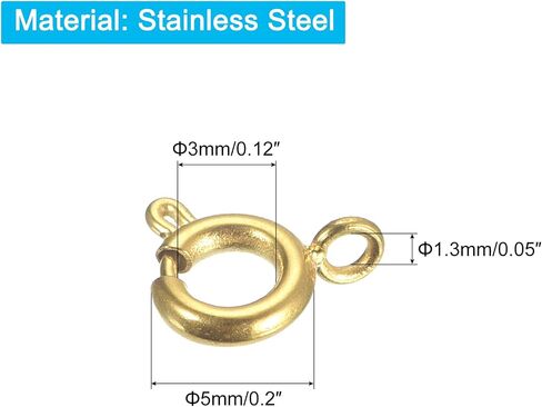 uxcell Spring Ring Clasps, 10Pcs 8mm Stainless Steel Round Open Spring Ring Clasps Connectors for DIY Necklace Bracelets Jewelry Making, Silver Tone in Saudi Arabia