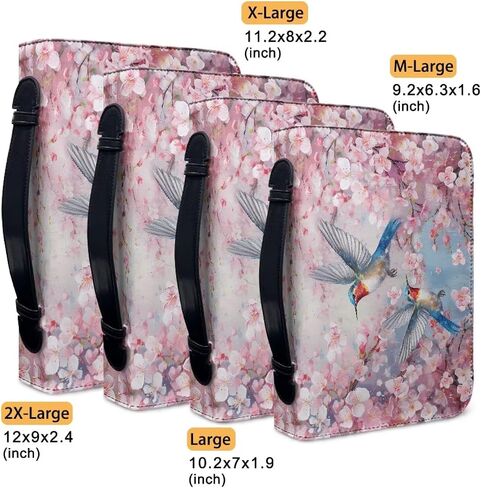 Cherry Blossom Hummingbird Printed Bible Case Covers PU Leather Bible Carrying Holder Bag with Handle and Zipper Pocket Bible Cover, XL in Saudi Arabia