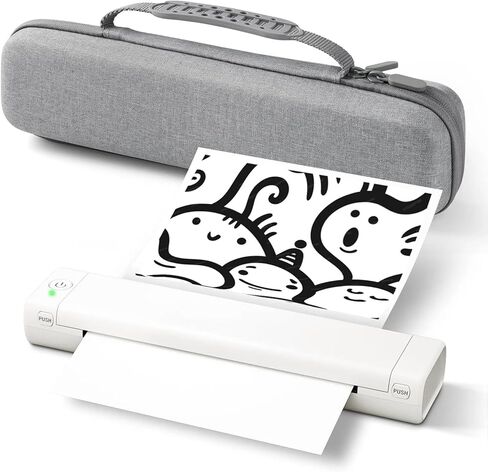 Odaro M08F Letter Portable Printer with Carry Bag, Bluetooth Thermal Printer Inkless Wireless for Travel, Small Compact Printer Support 8.5" X 11" Letter Size Thermal Paper - White in Kuwait