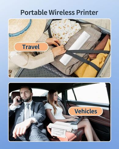 Odaro M08F Letter Portable Printer with Carry Bag, Bluetooth Thermal Printer Inkless Wireless for Travel, Small Compact Printer Support 8.5" X 11" Letter Size Thermal Paper - White in Kuwait