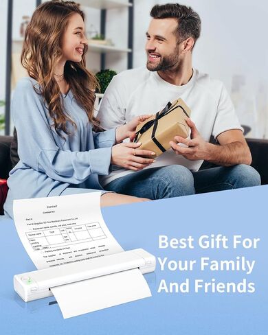 Odaro M08F Letter Portable Printer with Carry Bag, Bluetooth Thermal Printer Inkless Wireless for Travel, Small Compact Printer Support 8.5" X 11" Letter Size Thermal Paper - White in Kuwait