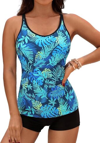 Yonique 2 Piece Tankini Swimsuits for Women with Boy Shorts Athletic Swim Tank Top Bathing Suits in Kuwait