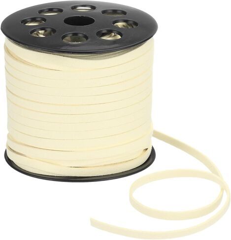 DMiotech Faux Suede Leather Cord 5mm x 50 Yards Flat Leather String Thin Leather Strip Lace for Necklace Bracelet Beading Jewelry Making Arts Crafts (Yellow, 45m) in Kuwait