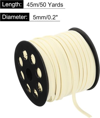 DMiotech Faux Suede Leather Cord 5mm x 50 Yards Flat Leather String Thin Leather Strip Lace for Necklace Bracelet Beading Jewelry Making Arts Crafts (Yellow, 45m) in Kuwait