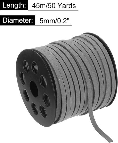 DMiotech Faux Suede Leather Cord 5mm x 50 Yards Flat Leather String Thin Leather Strip Lace for Necklace Bracelet Beading Jewelry Making Arts Crafts (Yellow, 45m) in Kuwait