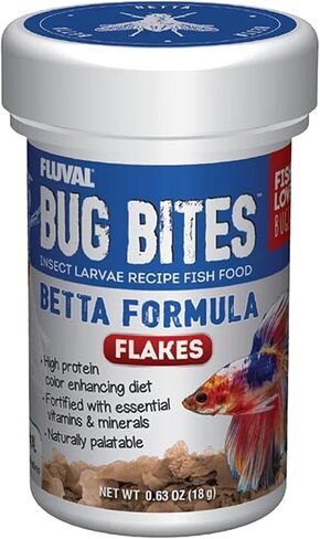 Fluval Bug Bites Color Enhancing Fish Food for Betta Fish, Flakes for Small to Medium Sized Fish, 0.63 oz., A7366, Brown in Saudi Arabia