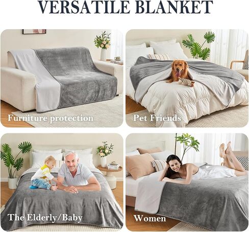Waterproof Blanket 60"x80" for Adults, Reversible Waterproof Bed Cover for Dogs Cats Pets, Soft Leakproof Blanket for Bed Couch Sofa Furniture Protector, Dark Purple/Light Purple in Saudi Arabia
