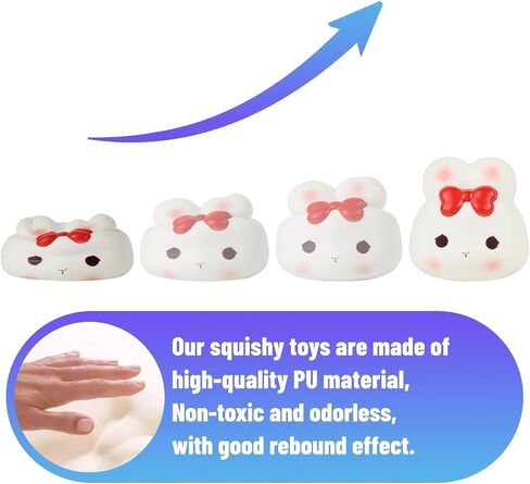 Anboor Squishies Rabbit Toy,3.2 Inches Animal Squish Slow Rising Bunny Toy Kawaii Squeeze Toy Stress Relief Animal Toys for Kids Adult Birthday in Saudi Arabia