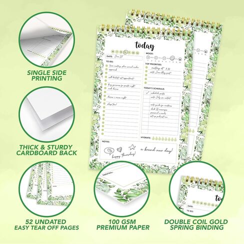 Decorably 52 Sheets Vibrant Floral Undated Planner Pad, 6.5x10in Spring-Bound Things to Do Notepad Focus, Priorities, To-Do List, Habit Tracker, Notes and Doodles in Saudi Arabia