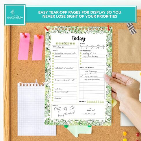 Decorably 52 Sheets Vibrant Floral Undated Planner Pad, 6.5x10in Spring-Bound Things to Do Notepad Focus, Priorities, To-Do List, Habit Tracker, Notes and Doodles in Saudi Arabia