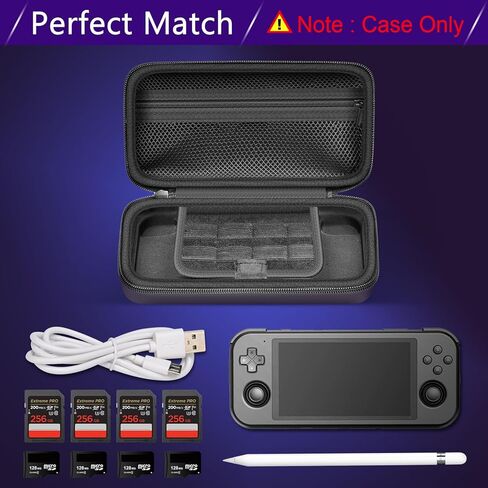 حقيبة حمل ANKHOH لوحدة التحكم المحمولة بجيب Retroid 3 Plus Retro Game، وحدة تحكم متعددة المحاكاة، منظم حامل تخزين السفر للبطارية والملحقات - أسود (صندوق فقط) in Kuwait