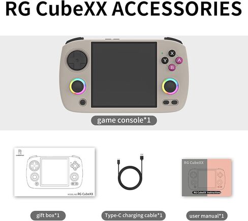 وحدة تحكم ألعاب محمولة باليد Ayhgicxt RG CubeXX Retro مع شاشة IPS مقاس 3.95 بوصة وإضاءة RGB ونظام Linux بطاقة TF سعة 64 جيجا بايت وبطارية 3800 مللي أمبير في الساعة تدعم 5G WiFi وبلوتوث 4.2 أبيض in Kuwait