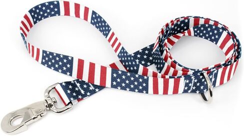 Buttonsmith Old Glory Dog Leash - Fadeproof Permanently Bonded Printing, Extra Heavy Duty Quick Clasp - Made in The USA in Saudi Arabia