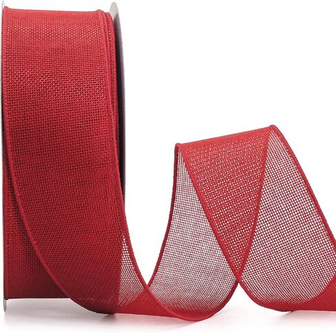 Altier 2.5 Inch x 40 Yards Red Burlap Wired Ribbon for Christmas Home Decoration Gift Wrapping Bow Making Wreath DIY Crafts in Saudi Arabia