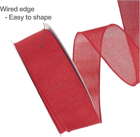 Altier 2.5 Inch x 40 Yards Red Burlap Wired Ribbon for Christmas Home Decoration Gift Wrapping Bow Making Wreath DIY Crafts in Saudi Arabia