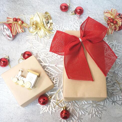 Altier 2.5 Inch x 40 Yards Red Burlap Wired Ribbon for Christmas Home Decoration Gift Wrapping Bow Making Wreath DIY Crafts in Saudi Arabia