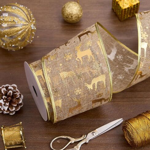 شريط سلكي لعيد الميلاد مقاس 4 بوصات، مقاس 4 بوصات × 10 ياردة (30 قدمًا)، فضي معدني، شريط خيش، شريط سلكي عريض للغاية لعيد الميلاد لتنورة الشجرة، تزيين الدرج، القوس العلوي in Kuwait