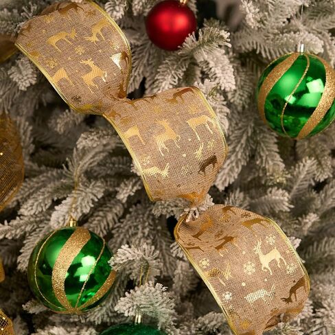 شريط سلكي لعيد الميلاد مقاس 4 بوصات، مقاس 4 بوصات × 10 ياردة (30 قدمًا)، فضي معدني، شريط خيش، شريط سلكي عريض للغاية لعيد الميلاد لتنورة الشجرة، تزيين الدرج، القوس العلوي in Kuwait