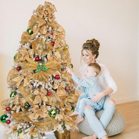 شريط سلكي لعيد الميلاد مقاس 4 بوصات، مقاس 4 بوصات × 10 ياردة (30 قدمًا)، فضي معدني، شريط خيش، شريط سلكي عريض للغاية لعيد الميلاد لتنورة الشجرة، تزيين الدرج، القوس العلوي in Kuwait