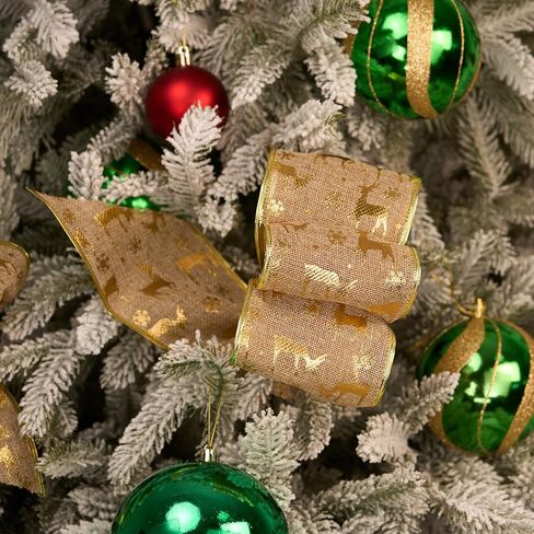 شريط سلكي لعيد الميلاد مقاس 4 بوصات، مقاس 4 بوصات × 10 ياردة (30 قدمًا)، فضي معدني، شريط خيش، شريط سلكي عريض للغاية لعيد الميلاد لتنورة الشجرة، تزيين الدرج، القوس العلوي in Kuwait