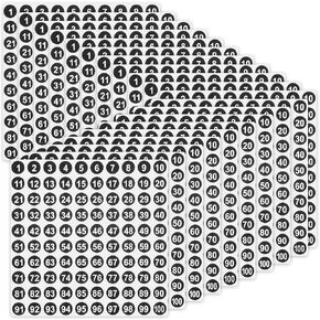 20 Sheets Small Number Stickers 1-100 0.4" Round Number Sticker Self-Adhesive 1 to 100 Consecutive Number Stickers Black Vinyl Numbered Stickers for Storage Classification