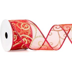 Christmas Ribbon Wired 2.6in 10 Yrads Red Ribbon for Christmas Tree Ribbon for Gift Wrapping Ribbons for Crafts for Christmas Decorations Garland Gift Ribbon Wired Ribbon for Wreaths Bow Wrap Ribbon