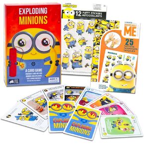 Exploding Minions Card Game - Minions Party Activities Bundle Includes Exploding Minions Board Game Plus Minions Stickers and Minions Tattoos | Despicable Me Games